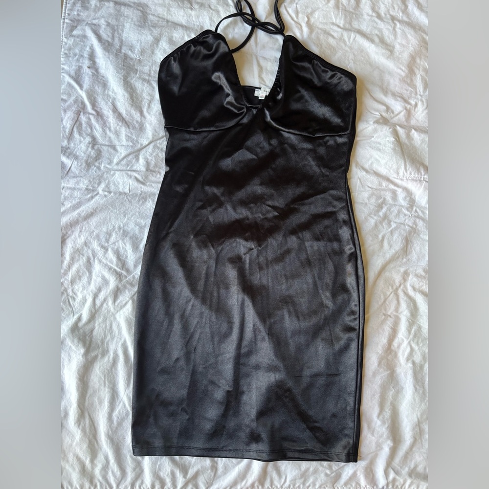 Bear Dance Black Halter Slip Dress